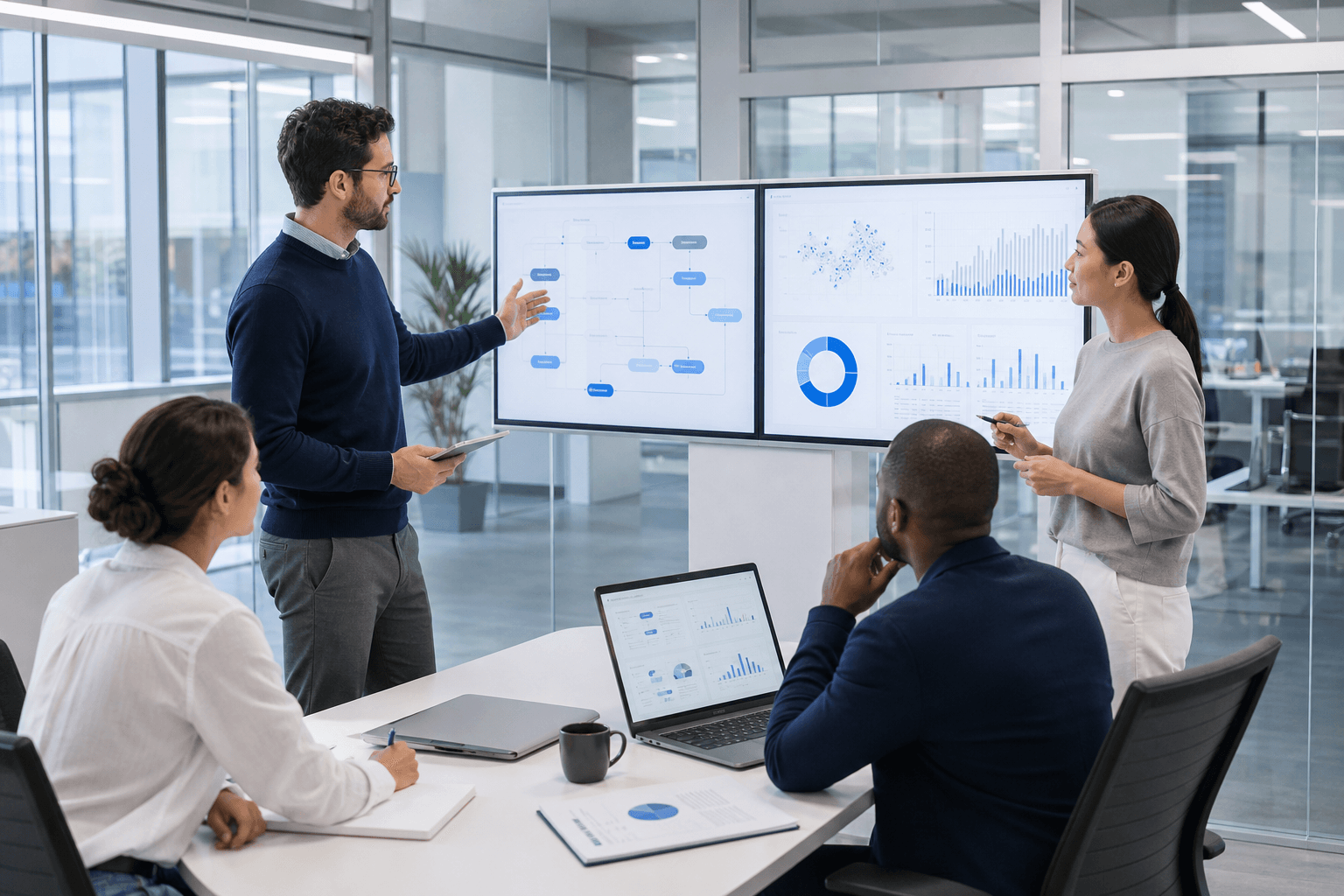 Enterprise team reviewing AI workflow performance