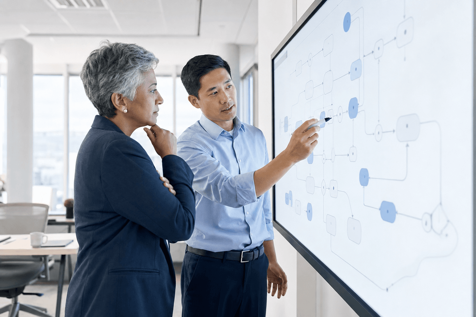 Enterprise leaders mapping an AI-enabled workflow